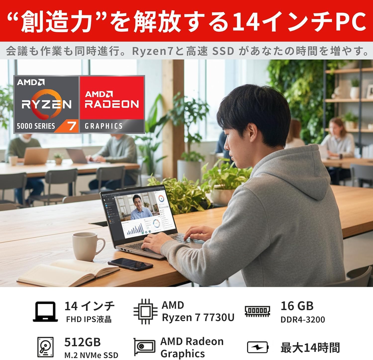Amazon.co.jp: Lenovo ノートパソコン IdeaPad Slim3 Gen8 14インチIPS